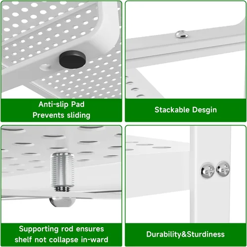 Miniatura 4 de Estante organizador de gabinete de cocina expandible de metal resistente, estante apilable de almacenamiento para gabinete de cocina, despensa, baño