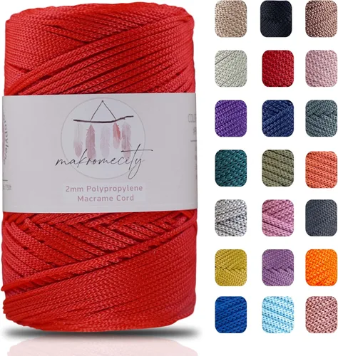 Miniatura 60 de Makromecity, 2 carretes de cordón de macramé de poliéster de 2 mm x 250 yardas (750 pies) de 2 mm de cordón de polipropileno para macramé, ideal