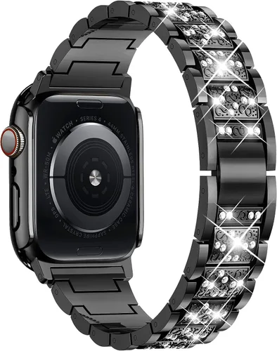 Miniatura 7 de SUPOIX - Correa compatible con Apple Watch de 1.49 pulgadas + funda, joyería para mujer con diamantes brillantes, bandas de metal y 2