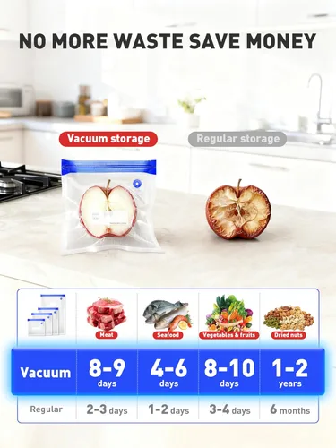 Miniatura 3 de 30 bolsas selladoras al vacío reutilizables para alimentos, bolsas de almacenamiento al vacío de 3 tamaños con clips de sellado y diseño a prueba
