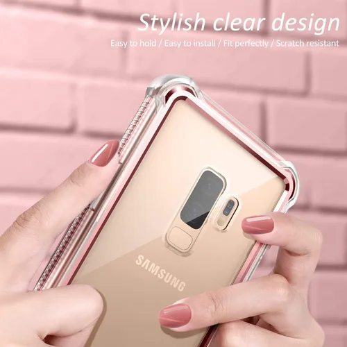 Miniatura 6 de Dexnor Funda compatible con Samsung Galaxy S9 Plus con protector de pantalla, marco galvanizado, cubierta trasera transparente, resistente 360
