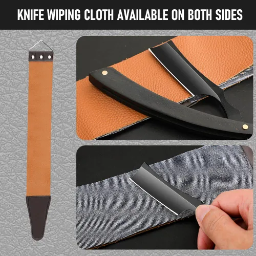 Miniatura 3 de Navaja de afeitar recta con estropa - Afeitadora profesional de borde recto de acero inoxidable premium para barbero con estropa para afeitado