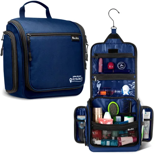 Miniatura 10 de Bolsa de aseo de viaje para hombres y mujeres - Organizador grande colgante de artículos de tocador - Bolsa de higiene impermeable con gancho L Rojo