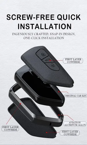 Miniatura 5 de SANRILY Funda para llavero de metal y cuero de alta calidad sin llave para VW ID.4 2020 Skoda Octavia Seat Leon MK4 Funda para llave VW Golf 8 Negro