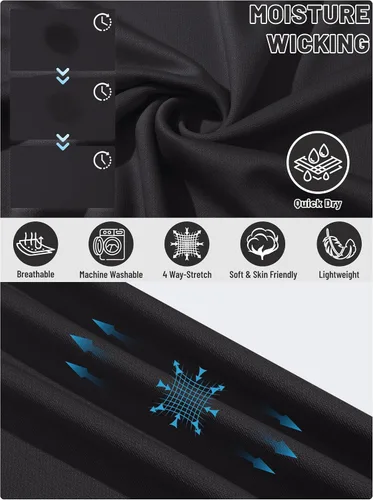 Miniatura 4 de TACVASEN Polo de manga larga para hombre, de secado rápido, absorbe la humedad, ligera, informal, con 3 botones