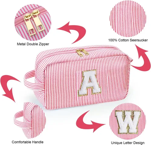 Miniatura 5 de Bolsa de Maquillaje con Inicial YOOLIFE - Regalos de Cumpleaños para Mujeres, Niñas, Mamá, Hija, Amigas, Hermana, Profesora, Regalos de Propuesta