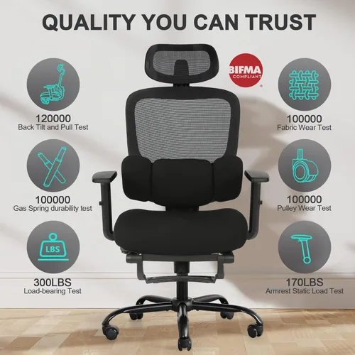 Miniatura 8 de Silla de oficina ergonómica con reposapiés, silla de escritorio de malla con reposacabezas y reposabrazos ajustables y soporte lumbar dinámico Rosa