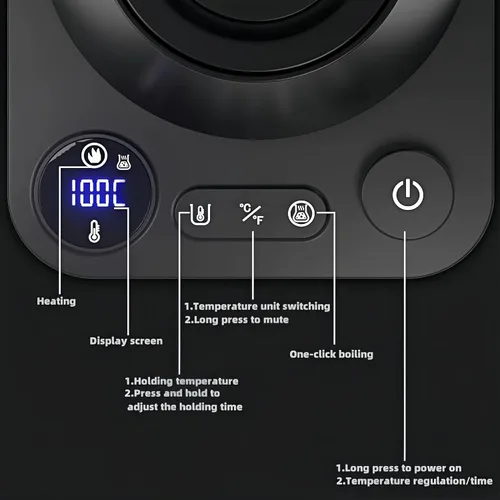 Miniatura 3 de Hervidor eléctrico de cuello de cisne, detección automática de ebullición, con control de temperatura variable, interior de acero inoxidable, acero