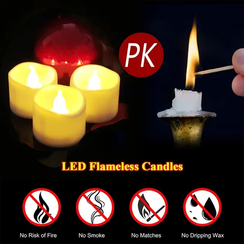 Miniatura 6 de Velas con luz de té LED sin llama con temporizador, 12 unidades, 6 horas de encendido y 18 horas de apagado en un ciclo de 24 horas, velas votivas a