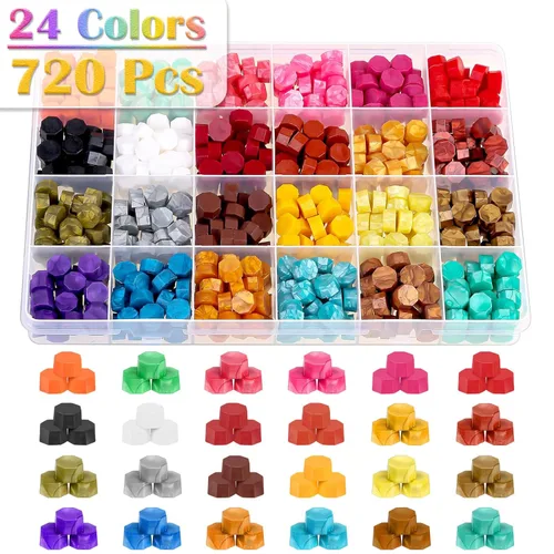 Miniatura 2 de Anezus Kit de sellado de 754 piezas con cuentas de cera, sello, calentador, sobres vintage, bolígrafo metálico para sellado de cartas, invitaciones