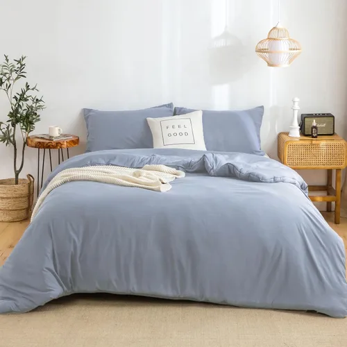 Miniatura 45 de COTTEBED Juego de edredón ultrasuave para cama King, para uso en todas las estaciones, peso ligero con microfibra de algodón lavado cálida y Verde