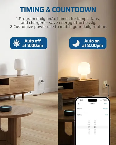 Miniatura 5 de DEWENWILS Matter Smart Plug, funciona con Apple Home, Alexa, Google, SmartThings, toma inteligente con horario y temporizador, fácil configuración