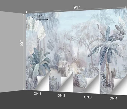 Miniatura 128 de Papel pintado botánico de selva tropical Hojas verdes de planta murales Estética para decorar habitación Sala de estar Fondo de TV Gran mural de B033