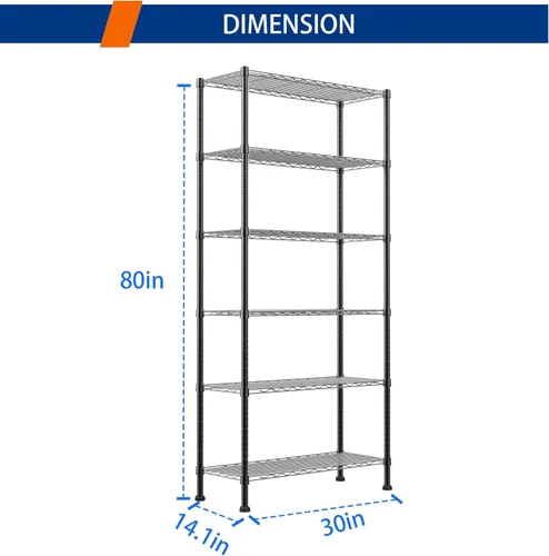 Miniatura 3 de REGILLER Estantería de Almacenamiento de Metal de Alambre con Estantes Ajustables, Unidades de Estantería de Pie para Lavandería, Baño, Cocina, Negro