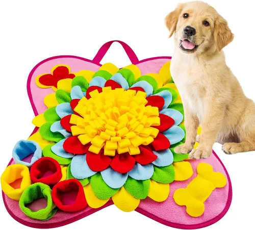 Miniatura 7 de Alfombrilla de olfateo para perros, 25 x 25 pulgadas, tapete de alimentación de actividades para mascotas pequeñas y medianas, juego de alimentación