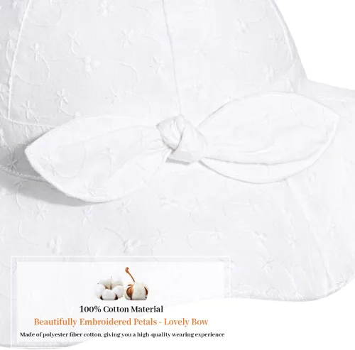 Miniatura 55 de Sombrero de sol para bebé niña con UPF 50+ sombrero de playa ajustable para exteriores con ala ancha