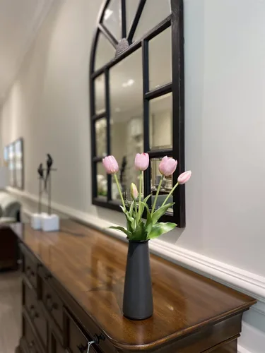 Miniatura 5 de Tulipanes de tacto real de 16 pulgadas Premium, flores artificiales con capullos, tallo flexible fácil de moldear, tulipanes de imitación