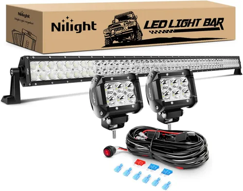 Miniatura 9 de Nilight Barra de Luz LED de 52 Pulgadas Spot Flood 2 Piezas Focos LED Spot de 18W 4 Pulgadas Soporte de Montaje del Marco del Parabrisas