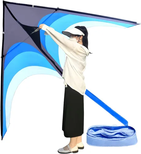 Miniatura 11 de Delta Kite para niños y adultos, fácil de volar, cometa de playa grande de una sola línea con mango de cuerda de 300 pies incluido, perfecta