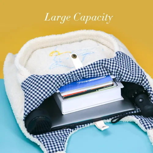 Miniatura 3 de UERRUAM Lindas bolsas de mano estéticas kawaii, bolsa de mano esponjosa, bolsa de piel sintética para mujer con bolsillos interiores
