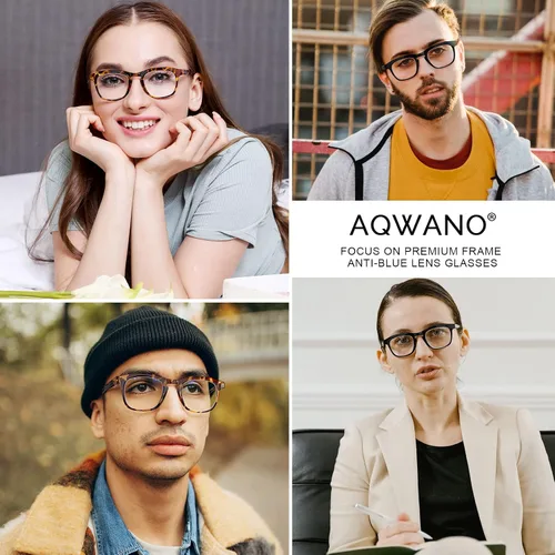 Miniatura 3 de AQWANO Anteojos de lectura de calidad para hombres y mujeres, cuadrados, bloqueo de luz azul, con bisagras de resorte cómodas, 3.5