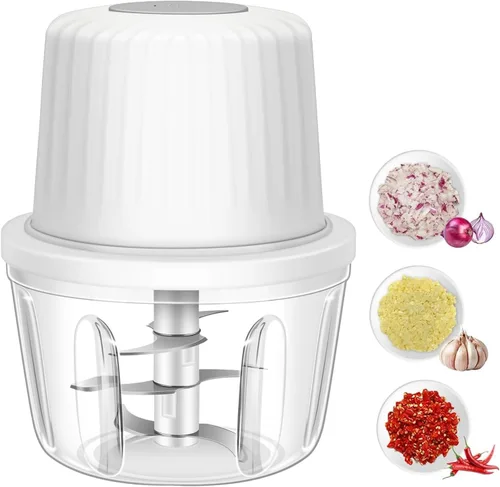 Miniatura 9 de Picadora de ajos eléctrica, 250ML trituradora de ajos con batidor de huevos, mini picadora de verduras portátil, molinillo y machacador de cebollas