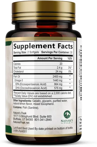 Miniatura 9 de Pastillas de aceite de pescado Omega 3 de 2400 mg – Suplementos de aceite de pescado Omega 3 de triple fuerza – Los mejores ácidos grasos EPA y DHA