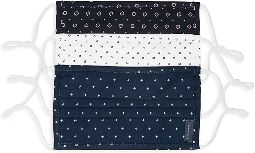 Miniatura 14 de Perry Ellis - Cubrebocas estándar de tela plisada, reutilizables (paquete de 3, estampados y colores surtidos)