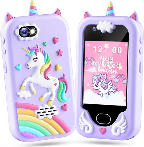 Miniatura 14 de Lapare - Teléfono inteligente para niños, 2.8'' de pantalla táctil HD con cámara doble para niños, teléfono de juguete de dinosaurio