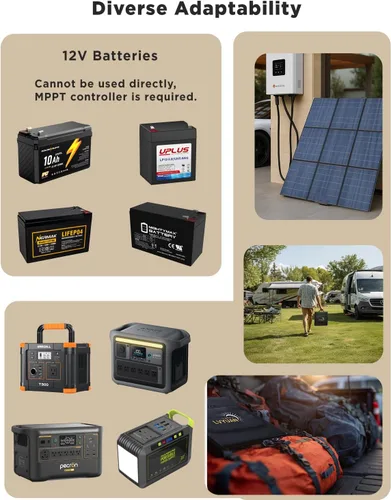 Miniatura 4 de LVYUAN Panel solar portátil de 300W, panel solar plegable de tamaño almohada 20V IP64 impermeable, eficiencia mejorada del 23% para estación