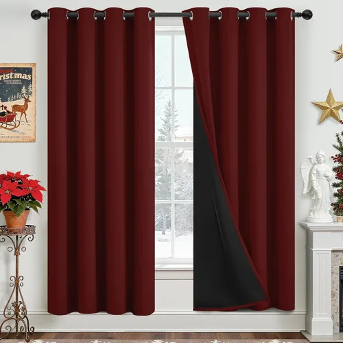Miniatura 135 de Yakamok Cortinas negras, cortinas de ventana con aislamiento térmico y eficiencia energética para dormitorio, cortinas opacas completas y cortinas