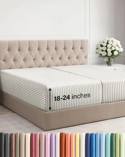Miniatura 139 de Sábana bajera ajustable extra profunda tamaño completo – Sábana bajera individual de lujo para hotel únicamente – Se adapta fácilmente a colchones
