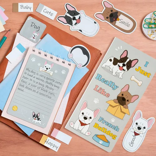 Miniatura 4 de Xqumoi Me Gusta Mucho el Bulldog Francés - Juego de notas adhesivas, 550 hojas, bloc de notas autoadhesivas de bulldog de dibujos animados, pestañas