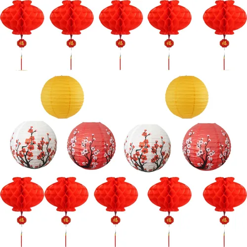 Miniatura 3 de Dragong Boat Festival, faroles chinos de papel rojo, flor de cerezo, faroles de papel japoneses, faroles colgantes decorativos para mediados