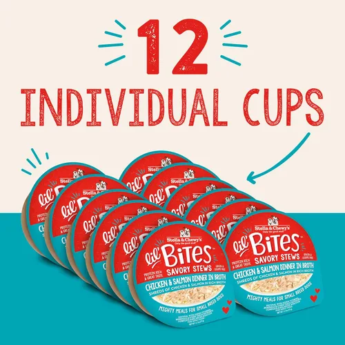 Miniatura 2 de Stella & Chewy's Lil Bites - Guisos salados para razas pequeñas, cena de pollo y salmón en caldo, tazas de 2.7 onzas (paquete de 12)