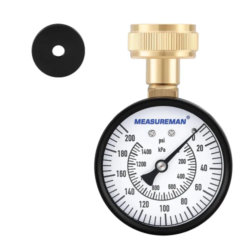 Miniatura 16 de Measureman - Manómetro de presión de agua de 0-200 psi, esfera de 2.5", medidor de presión para boquilla de manguera, probador de presión de agua