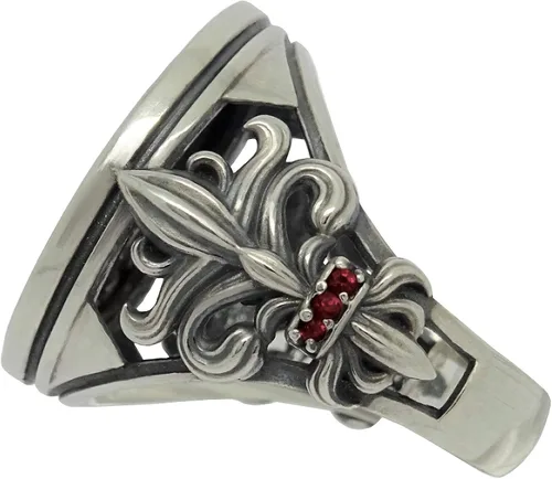 Miniatura 2 de Anillo de mujer de plata de ley 925 con medalla de San Benito, Fleur de Lis