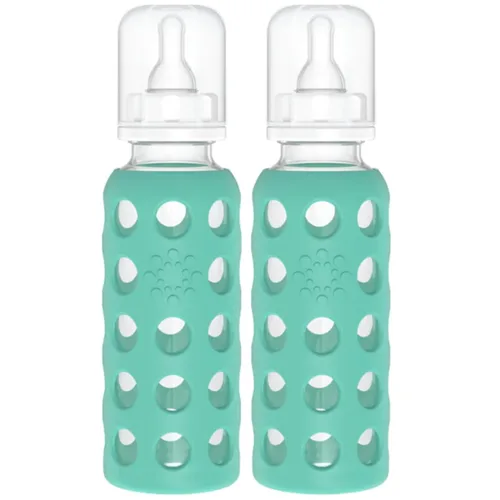Miniatura 19 de Lifefactory Biberón de vidrio sin BPA Funda protectora de silicona Paquete de 3 de 9 onzas Papaya, col rizada y arándanos Papaya/Kale/Arándano