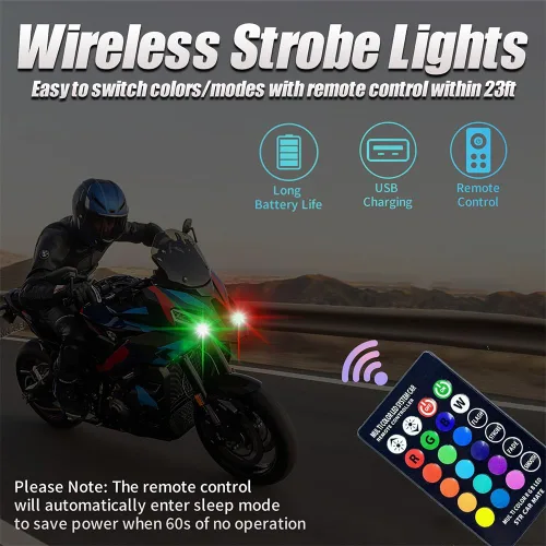 Miniatura 5 de 8 luces estroboscópicas LED inalámbricas con control remoto, 8 colores, impermeables, anticolisión, luces LED de advertencia, luces LED inalámbricas