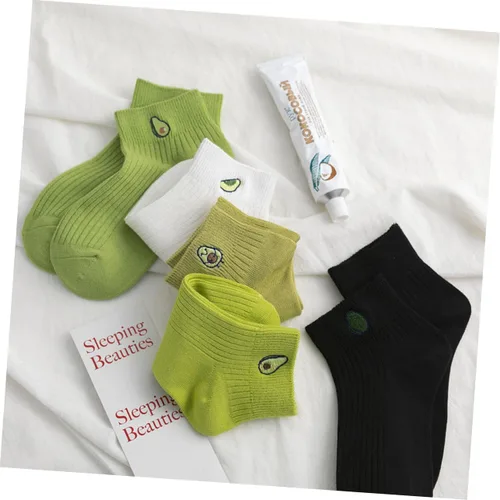 Miniatura 6 de USHOBE 4 Pairs Fashion Short Socks Lip Gloss for Girls Womens Socks Hosiery Girl Socks Short Ankle Socks Women
