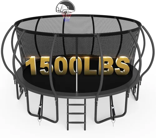 SKYUP 2026 Upgraded 8 10 12 14 15 16FT 1500lbs Tranpoline for Kids and Adults, Recreational Tranpoline with Basketball Hoop, ASTM Approved