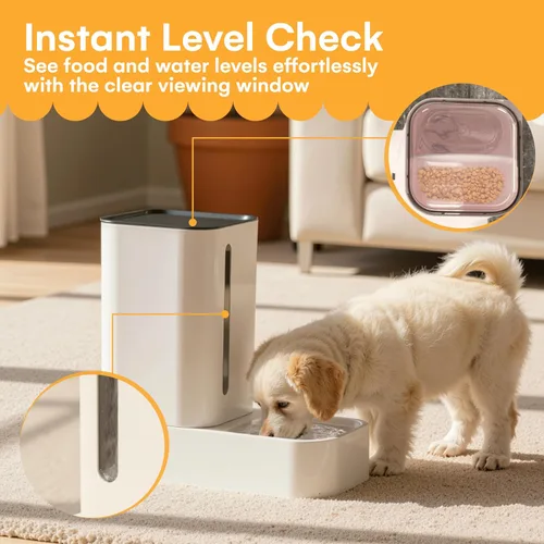 Miniatura 4 de Comedero automático para perros y gatos – Tazón de alimentación por gravedad – Dispensador de agua para mascotas – 12.5 x 12.5 x 12.2 pulgadas