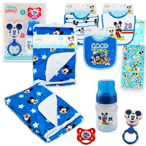 Disney Mickey Mouse - Juego de regalo para bebé, regalos de baby shower para niños, neutro, paquete de 12 piezas esenciales para recién nacidos con