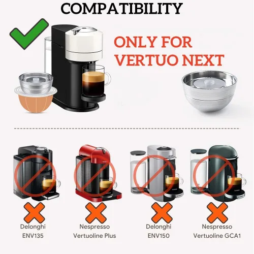 Miniatura 2 de Cápsula de café reutilizable de acero inoxidable solo para máquina de café Vertuo Next, cápsula de café reutilizable de metal debe usarse