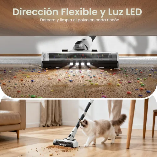 Miniatura 7 de Klarpul Aspiradora inalámbrica, 2 baterías, 140 minutos de tiempo de funcionamiento, 600 W, 50 Kpa, aspiradora inalámbrica, aspiradora de pie