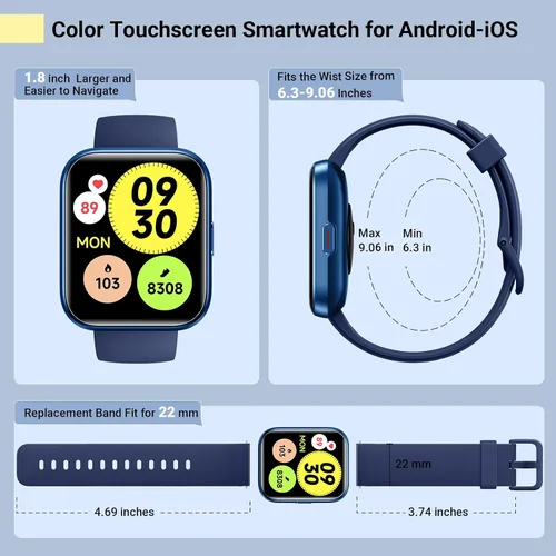 Miniatura 9 de Potencia tu estilo de vida con el reloj inteligente Bluetooth para mujeres y hombres, Alexa, reloj inteligente de seguimiento de salud y sueño