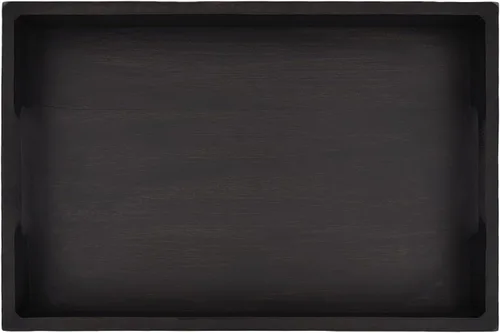 Miniatura 3 de EDHAS Bandeja rectangular de madera de acacia negra para desayuno, cena, bebidas, cocina, comedor, sala de estar, baño con asa