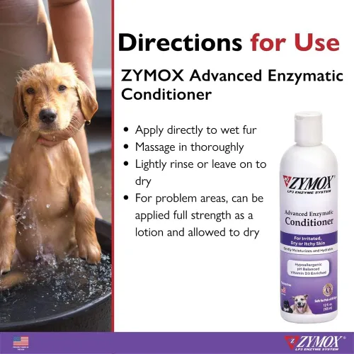 Miniatura 6 de ZYMOX Advanced Enzymatic - Acondicionador sin enjuague, 12 oz. – para mascotas y animales de todas las edades: acondiciona, desenreda, calma e