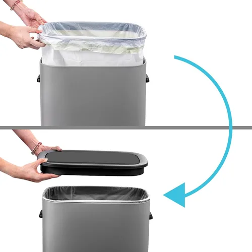 Miniatura 5 de Fashionwu Basurero de cocina de 55 litros/14.5 galones, bote de basura automático con sensor de movimiento y sin tacto, diseño silencioso