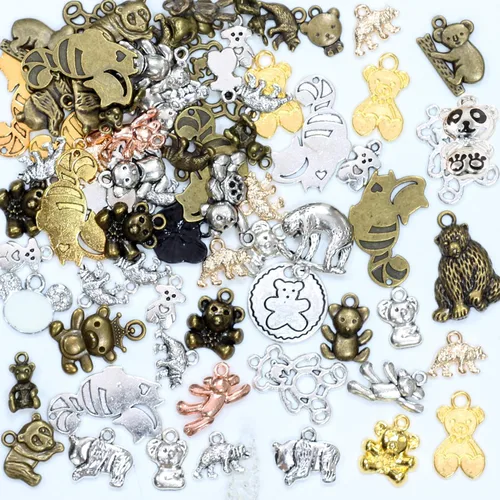 Miniatura 2 de stino - 100 g de dijes colgantes de metal para hacer joyas, lote de dijes bañados en plata y oro para pulseras, collares y manualidades, dijes